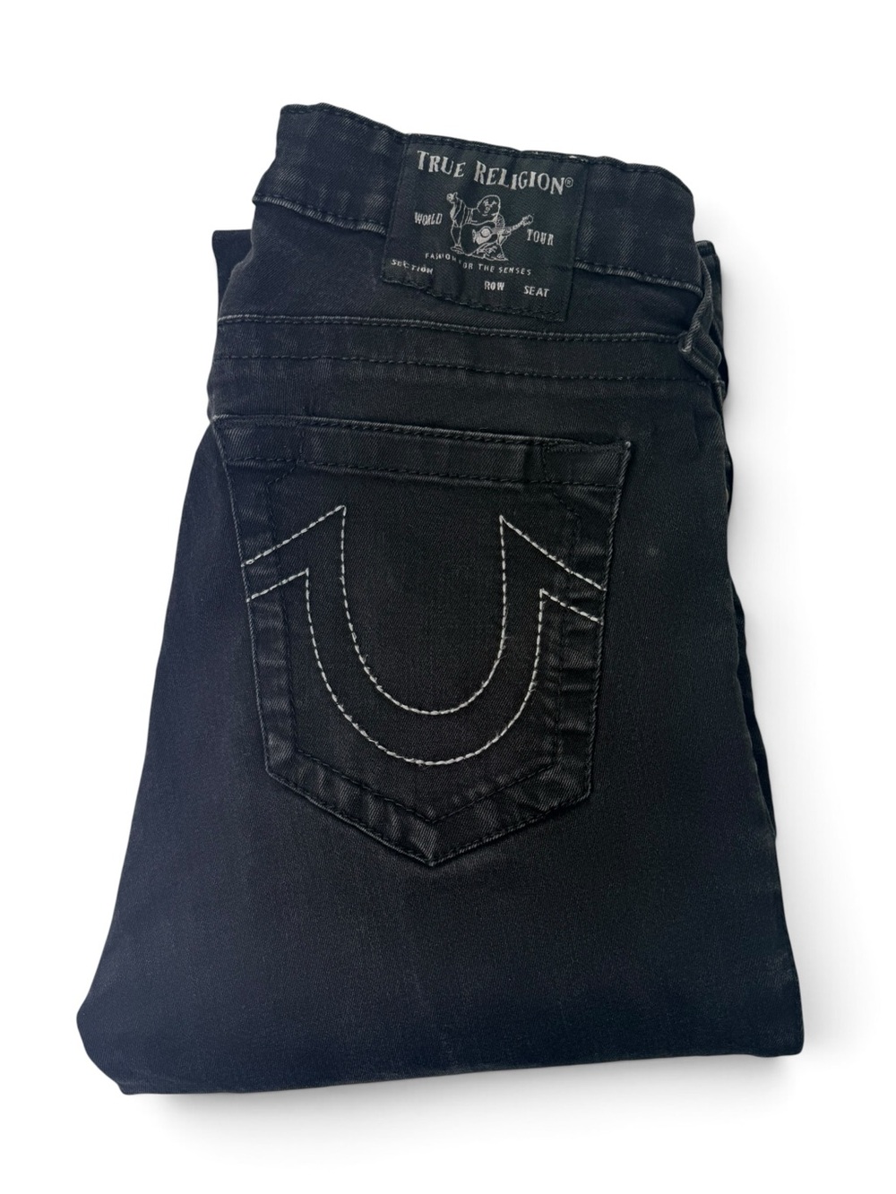 True Religion Halle Women’s Jeans Size 28 Mid Rise Super Skinny Black Gray